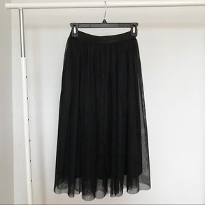 Black tulle midi skirt
